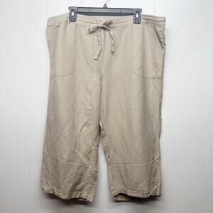 Jovie Linen Blend Beige  Capri Women's Pants Size XXL Breathable Lightweight